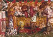 Dante Gabriel Rossetti How Sir Galahad,Sir Bors and Sir Percival were Fed with the Sanc Grael But Sir Percival's Sister Died by the Way (mk28) Spain oil painting artist